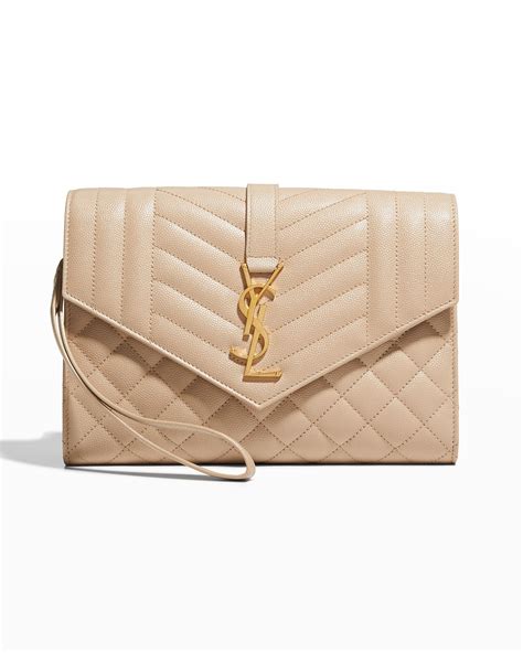 ysl cream clutch bag|ysl clutch bag with chain.